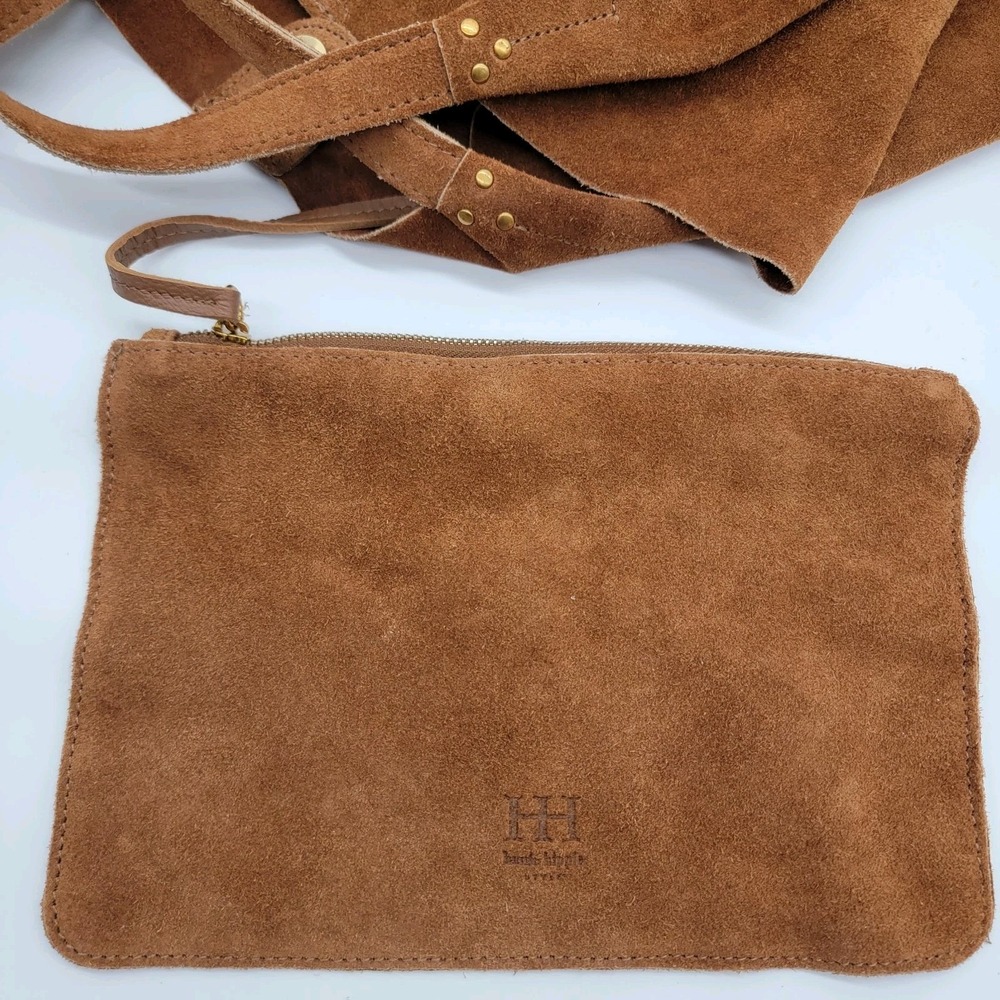 Haute Hippie Brown Suede Leather Tote Shoulder Bag Large Boho Shopper Purse - Picture 5 of 16
